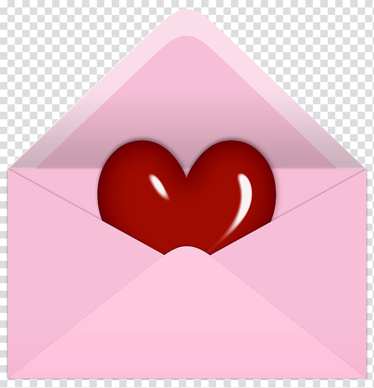heart in pink envelope digital illustration, Valentine\'s Day Letter , Pink Valentine Letter with Red Heart transparent background PNG clipart