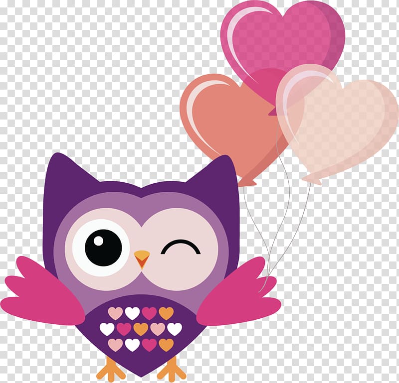 Love Heart Valentine\'s Day Feeling, owl transparent background PNG clipart