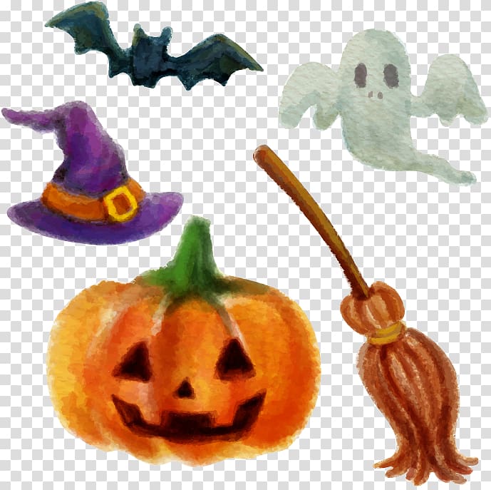 Halloween Jack-o\'-lantern Pumpkin, Halloween design elements transparent background PNG clipart