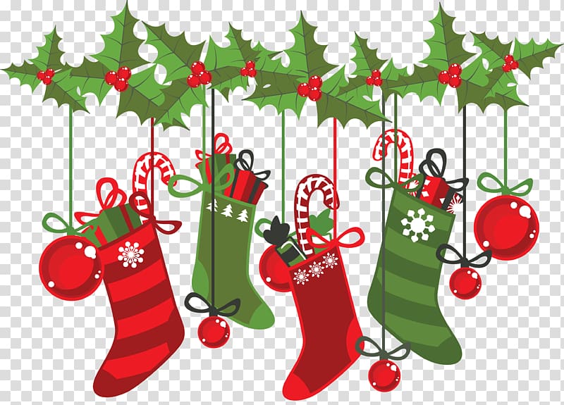 red and white Christmas socks , Christmas decoration Christmas ings , Creative Christmas ings transparent background PNG clipart