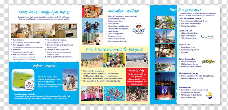 Costa del Sol Brochure Hotel Seaside resort, restaurant brochure design transparent background PNG clipart