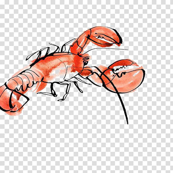Lobster Seafood Watercolor painting Drawing Illustration, Watercolor Lobster transparent background PNG clipart