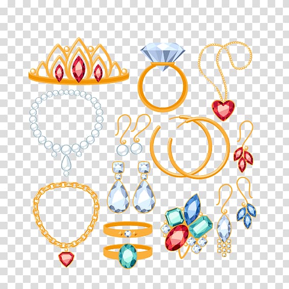Earring Jewellery Necklace Gemstone Gold, All kinds of jewelry transparent background PNG clipart
