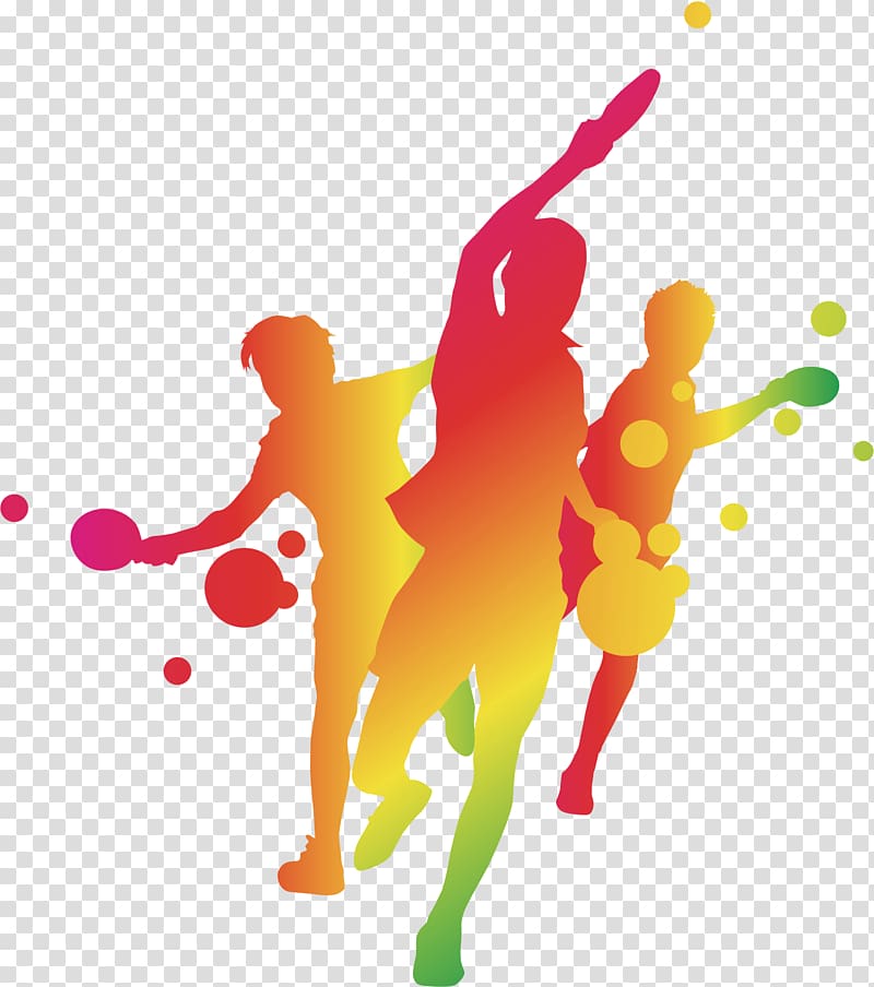 three person playing sports illustration, Table tennis, Table tennis silhouette figures transparent background PNG clipart