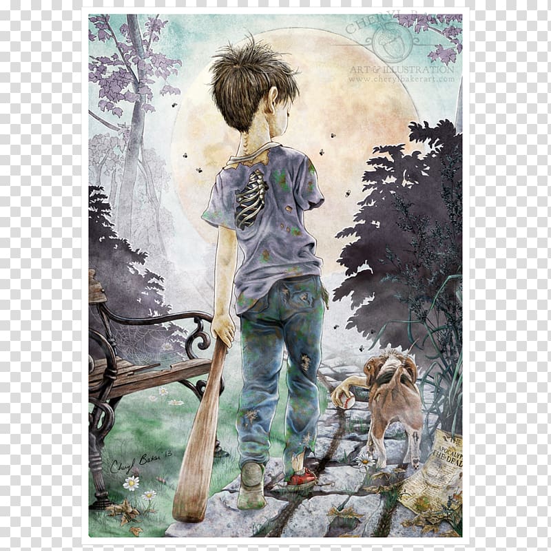 Painting Artist Zombie apocalypse, boy walking transparent background PNG clipart