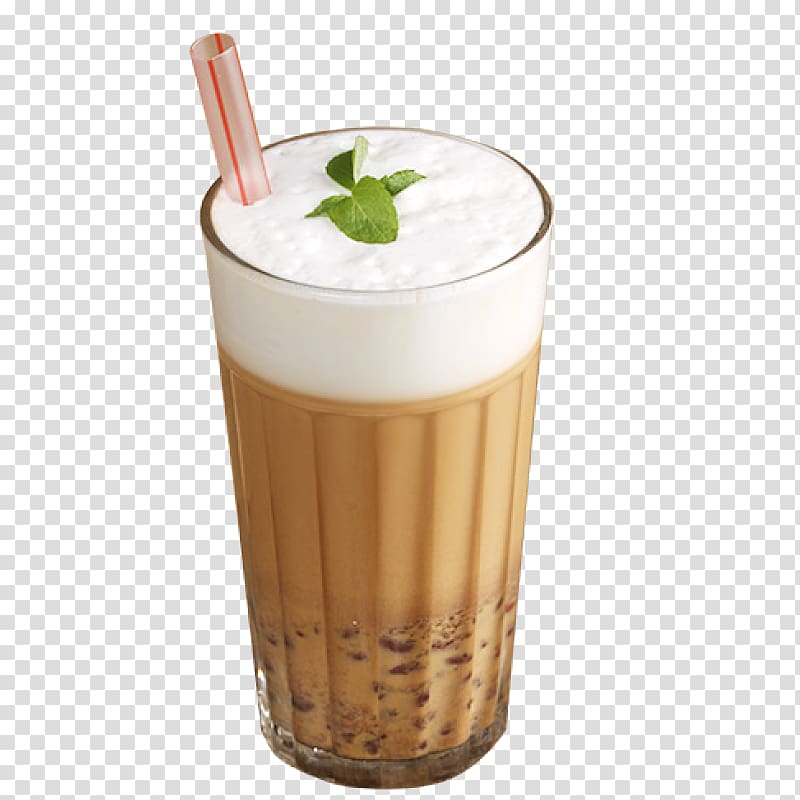 cold cappuccino in drinking glass, Hong Kong-style milk tea Juice Bubble tea, Drink tea shop,Cover milk tea transparent background PNG clipart