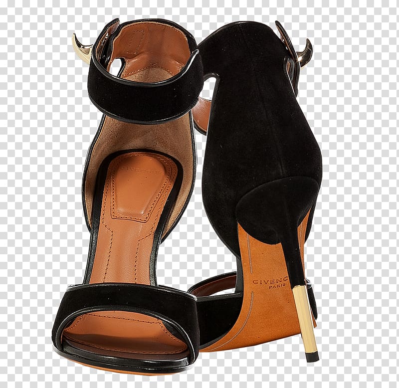 Handbag High-heeled shoe Suede Sandal Leather, gold rimmed transparent background PNG clipart