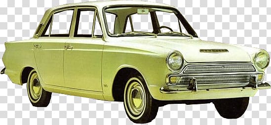yellow sedan , Ford Cortina Mk1 transparent background PNG clipart