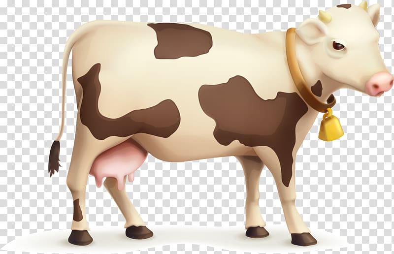 brown and white cow illustration, Dairy cow transparent background PNG clipart