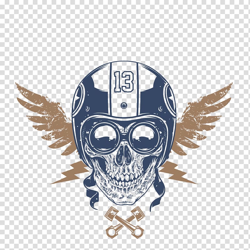 Black and brown skull logo illustration, Human skull symbolism  Illustration, motorcycle helmet transparent background PNG clipart