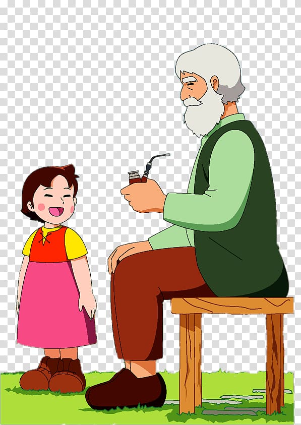 Heidi and Grandfather Al illustration, Heidi and Grandfather transparent background PNG clipart