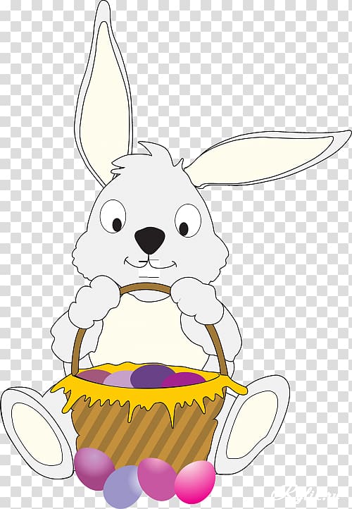 Easter Bunny Domestic rabbit Easter egg , colorful happy easter transparent background PNG clipart