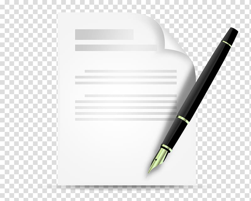 black pen and white printing paper , Contract Icon, Signature and pen PSD material transparent background PNG clipart
