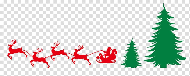 christmas tree santa claus sleigh silhouette elk transparent background PNG clipart