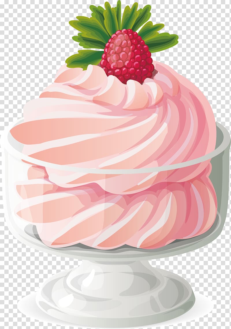 Ice cream Strawberry Cake, hand-painted strawberry ice cream transparent background PNG clipart
