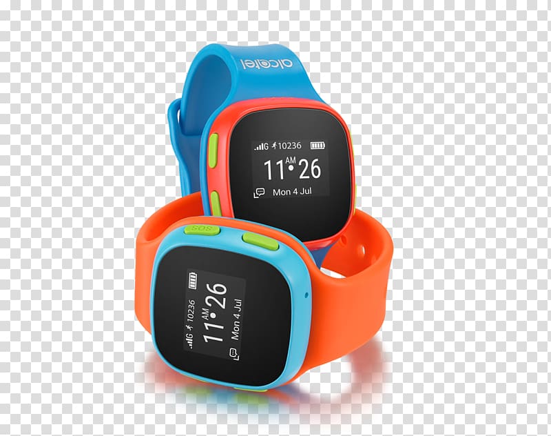 Alcatel Move Time Smartwatch Alcatel Mobile Alcatel MOVETIME Track&Talk Watch Blue/Red Chytré hodinky, watch transparent background PNG clipart