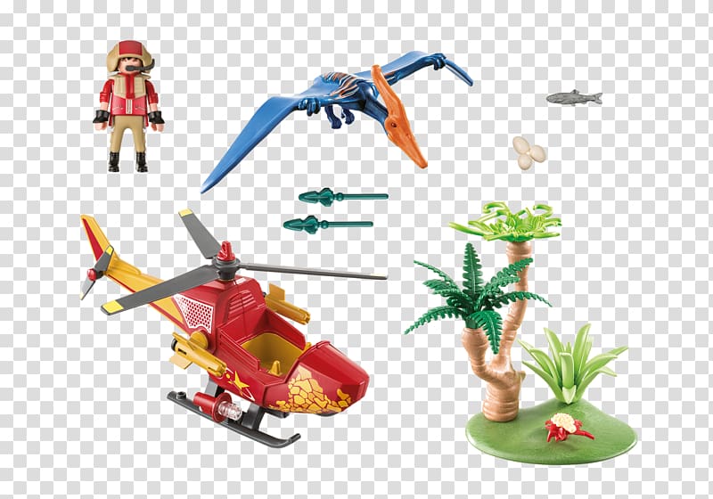 Playmobil Helicopter with Pterosaur 9430 Adventure Copter with Pterodactyl Clementoni Baby Il Mio Primo Playmobil Explorer vehicle with Stegosaurus 9432, playmobil transparent background PNG clipart