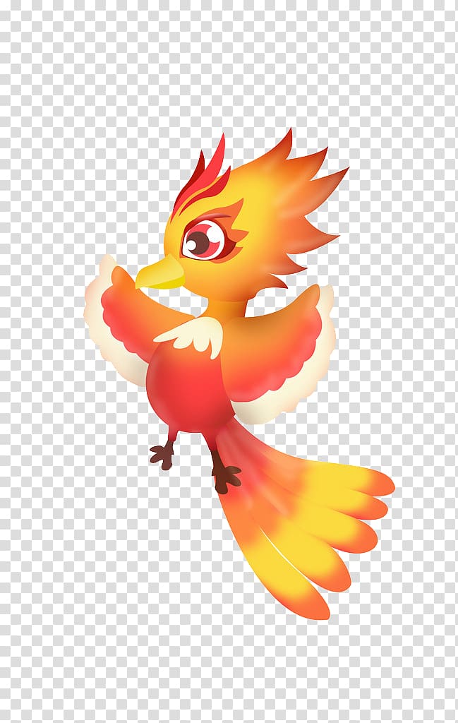 Fenghuang Cartoon Animation Illustration, Cartoon red phoenix figure transparent background PNG clipart