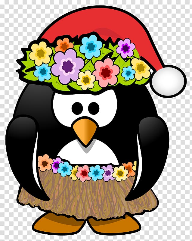 Hawaii Penguin Christmas Santa Claus , Penguin transparent background PNG clipart