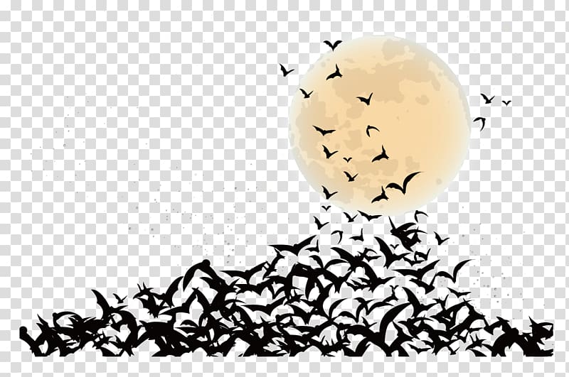 Batman lot and full moon illustration, Window Wall decal Sticker Paper, group of bats transparent background PNG clipart