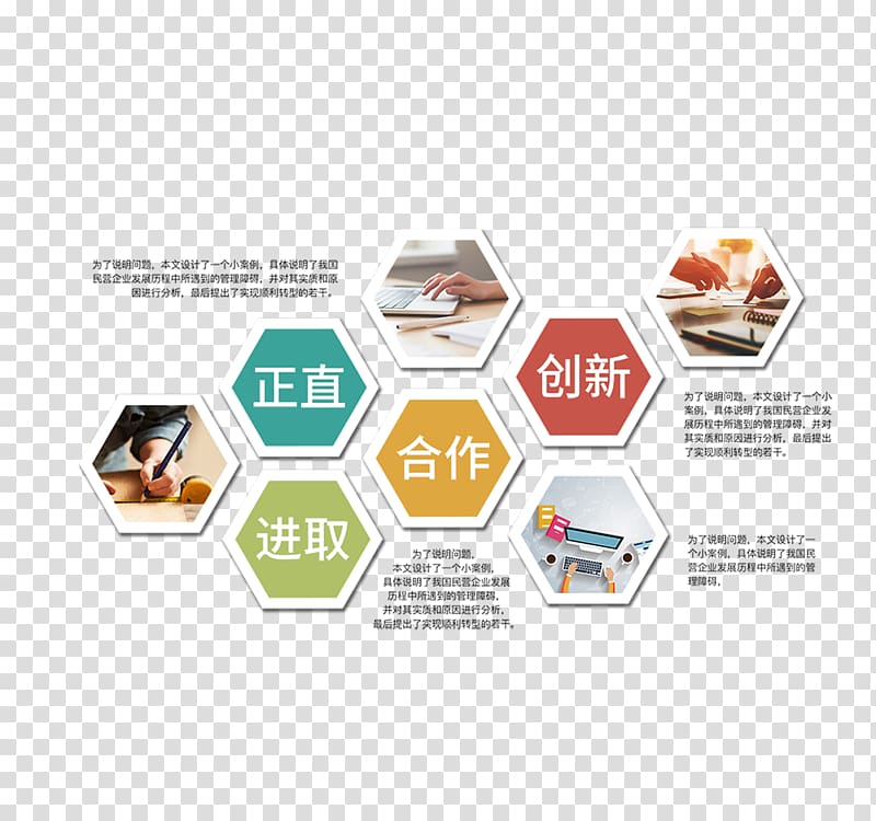 Organizational culture Business Publicity Advertising, Hexagonal enterprise guidelines transparent background PNG clipart