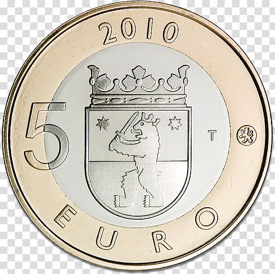 Finnish euro coins 5 euro note, Coin transparent background PNG clipart