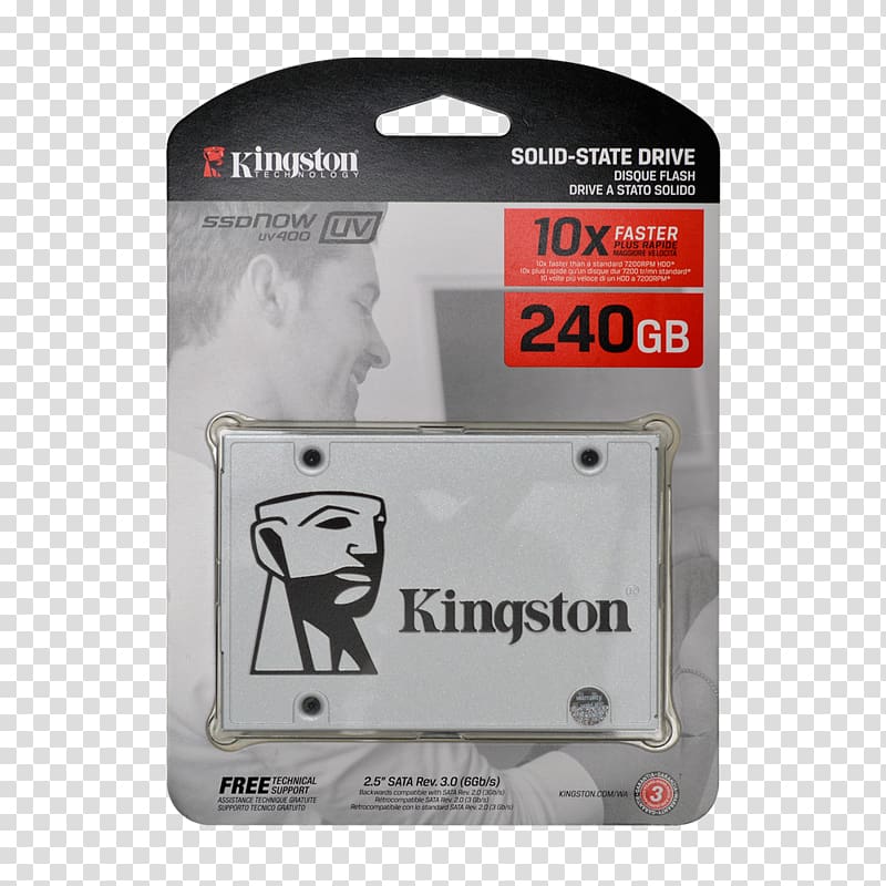 Solid-state drive Kingston SSDNow UV400 Kingston Technology Serial ATA Hard Drives, Computer transparent background PNG clipart