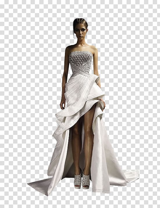 Wedding dress Fashion Model Party dress Cocktail dress, dress transparent background PNG clipart