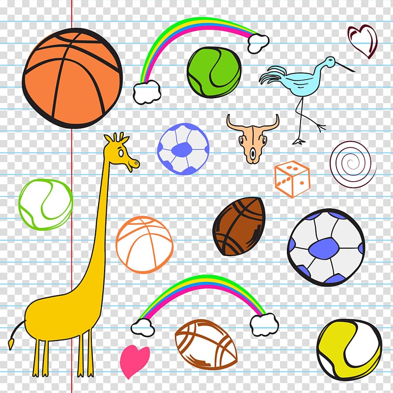 Ball game Cartoon Sport Illustration, Giraffe rugby ball on this job transparent background PNG clipart