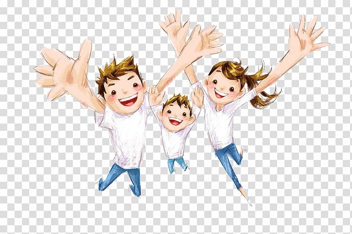 Happiness Child Family Illustration, a family of three transparent background PNG clipart