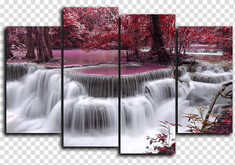 Shutter speed Waterfall Painting Canvas print , painting transparent background PNG clipart