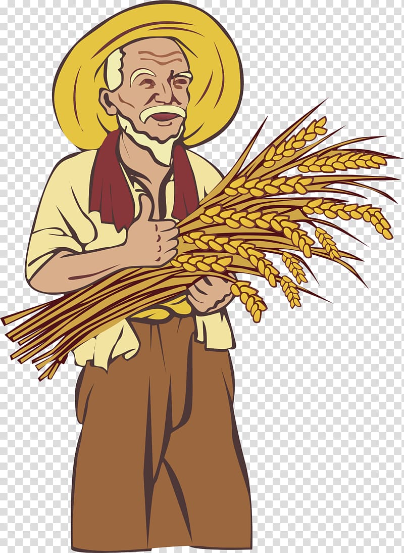 man holding wheat illustration, Farmer element transparent background PNG clipart