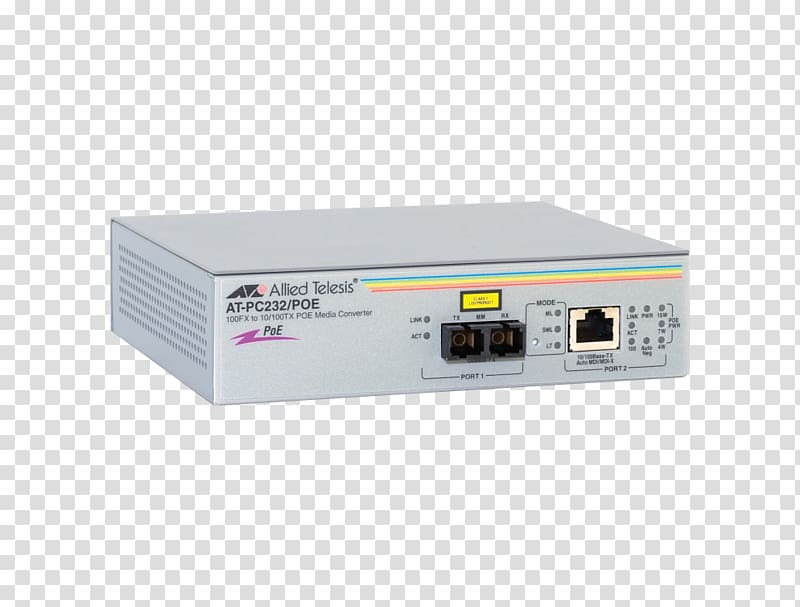 Wireless Access Points Optical fiber Allied Telesis AT PC232/POE Fiber media converter Computer network, poe transparent background PNG clipart