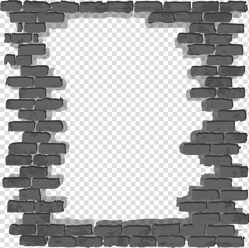 gray concrete blocks, Brick Wall , Black simple brick wall frame transparent background PNG clipart