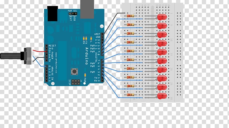 Arduino LED strip light Light-emitting diode Potentiometer Input/output, robot circuit board transparent background PNG clipart