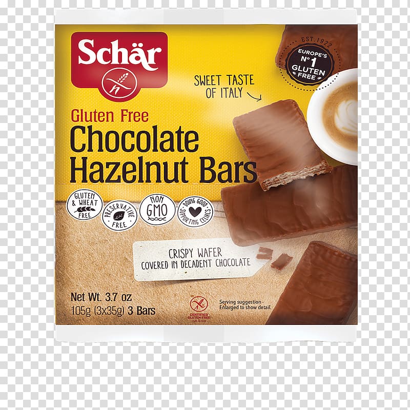 Baguette Chocolate bar Dr. Schär AG / SPA Gluten-free diet, Hazelnut Chocolate transparent background PNG clipart