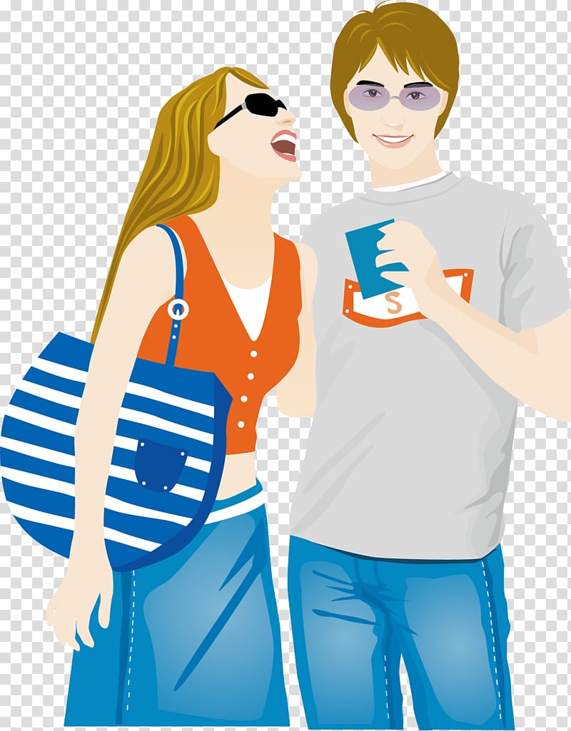 couple Cartoon, Shopping couple transparent background PNG clipart