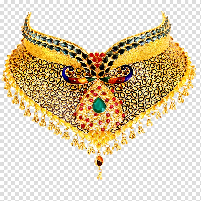 gold-colored and red bib necklace, Earring Lalithaa Jewellery Necklace Brooch, Jewellery transparent background PNG clipart