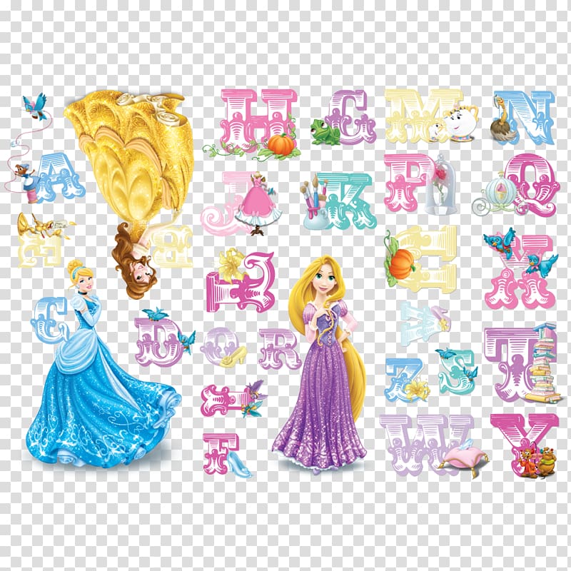 Princess ABC Wall decal Disney Princess Sticker, Disney letters transparent background PNG clipart