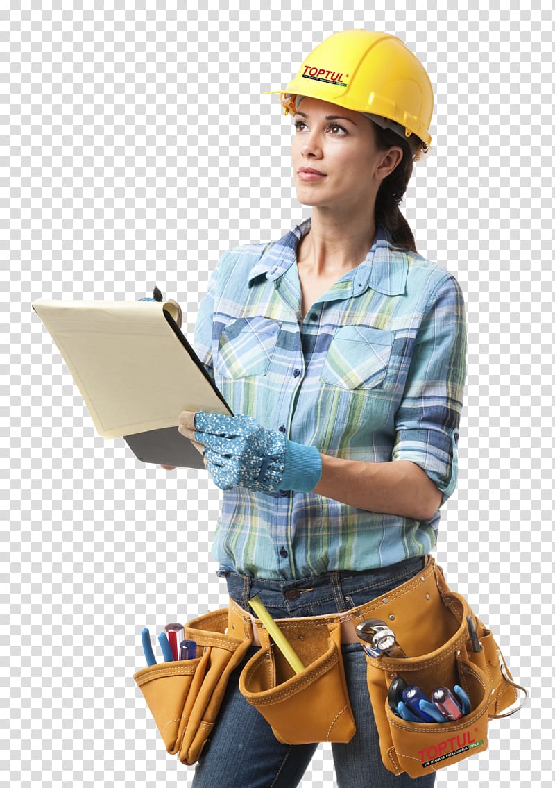 female engineer at work, General contractor Architectural engineering Woman Construction worker Carpenter, construction transparent background PNG clipart