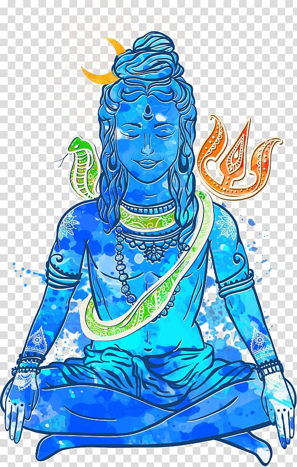 Shiva Hindu God , Maha Shivaratri Kali Parvati Illustration, Blue Creative Woman transparent background PNG clipart