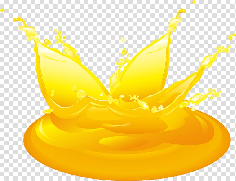 orange liquid splash illustration, Orange juice, Golden oil drops transparent background PNG clipart