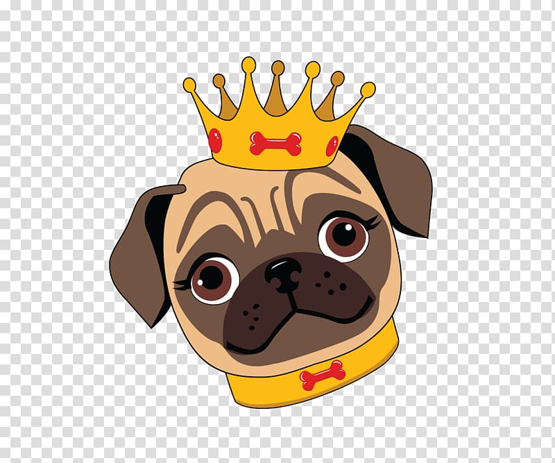 fawn pug wearing crown illustration, Pug Puppy Logo Fawn Cartoon, pug transparent background PNG clipart