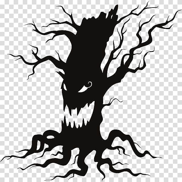 black monster tree illustration, The Halloween Tree Wall decal , Halloween Tree File transparent background PNG clipart