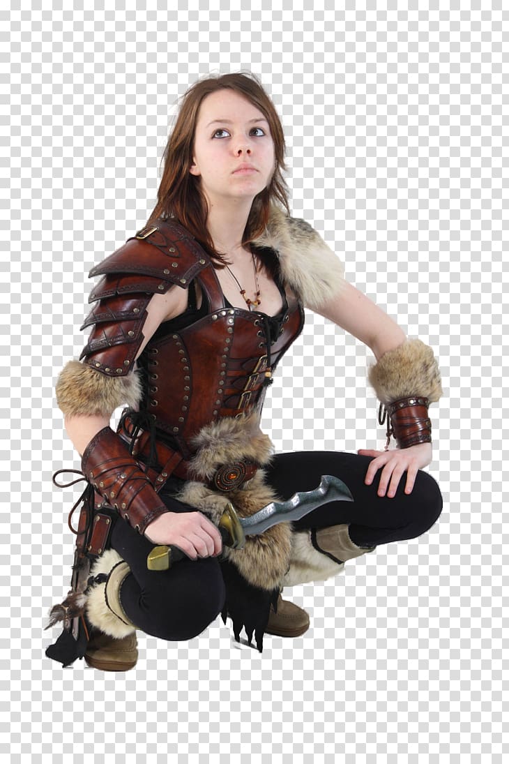 Armour Live action role-playing game Leather Female Woman, warrior transparent background PNG clipart