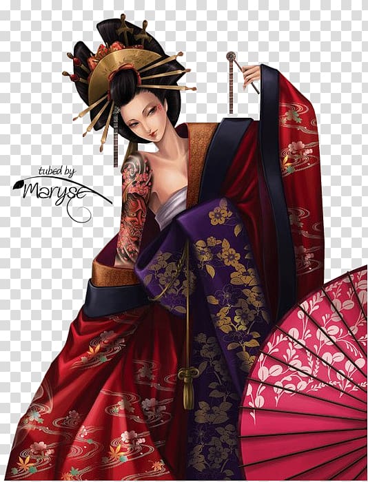 Geisha Japanese art Painting, painting transparent background PNG clipart