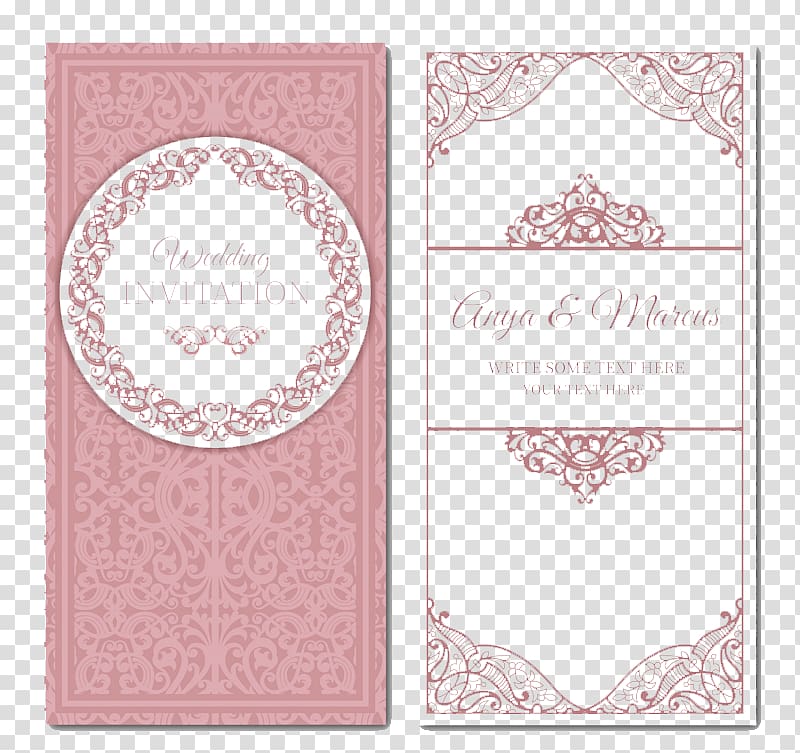 Wedding Invitation illustration, Wedding invitation Marriage, Pink wedding invitation card material transparent background PNG clipart