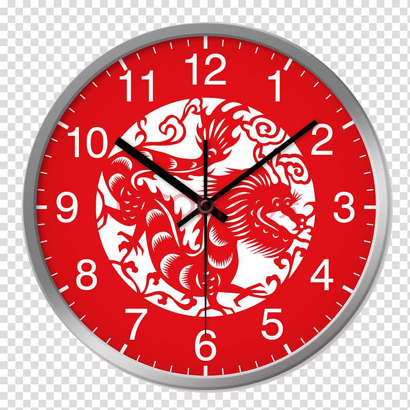 Chinese dragon Chinese zodiac Chinese paper cutting Wood, Chinese paper-cut art living room wall clock transparent background PNG clipart