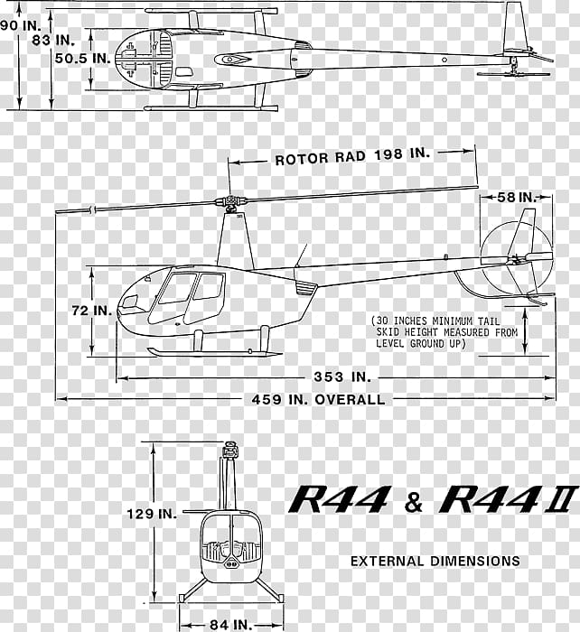 Robinson R44 Helicopter Technical drawing Aviation, helicopter transparent background PNG clipart
