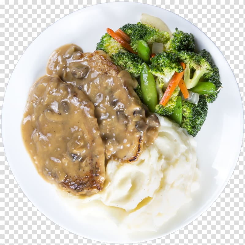 Salisbury steak Gravy Pork chop Recipe Dish, artichokes transparent background PNG clipart
